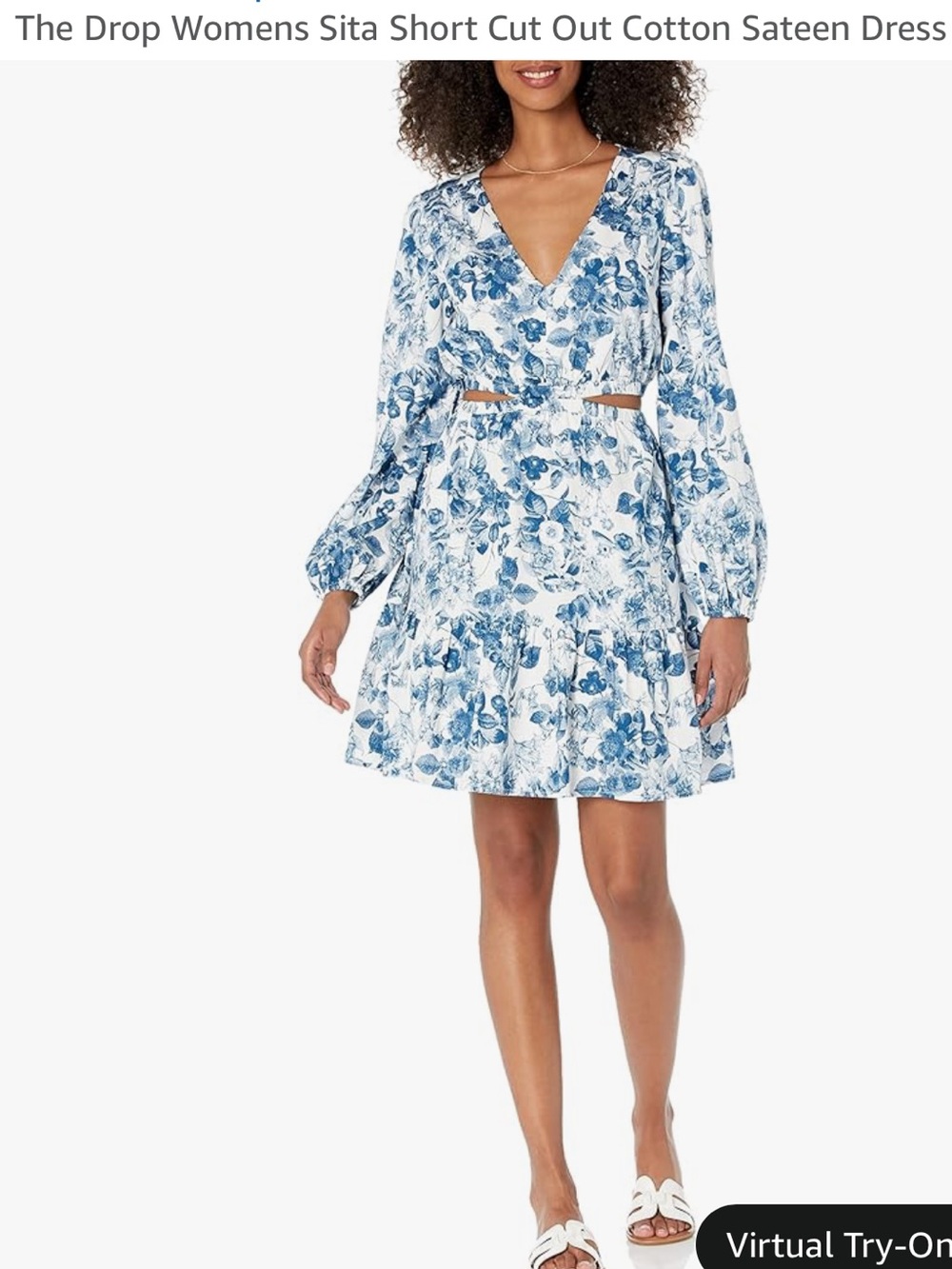 NWT The Drop Blue & White Dress with Cut Outs